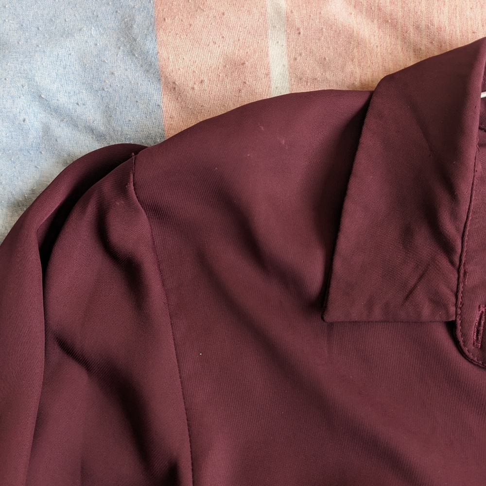 Women's Burgundy Long Sleeve Blouse - Picture 8 of 9